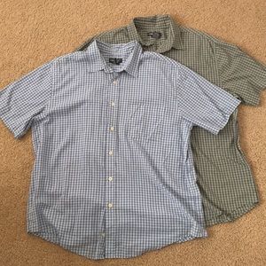 Two Plaid Button up collared shirt set